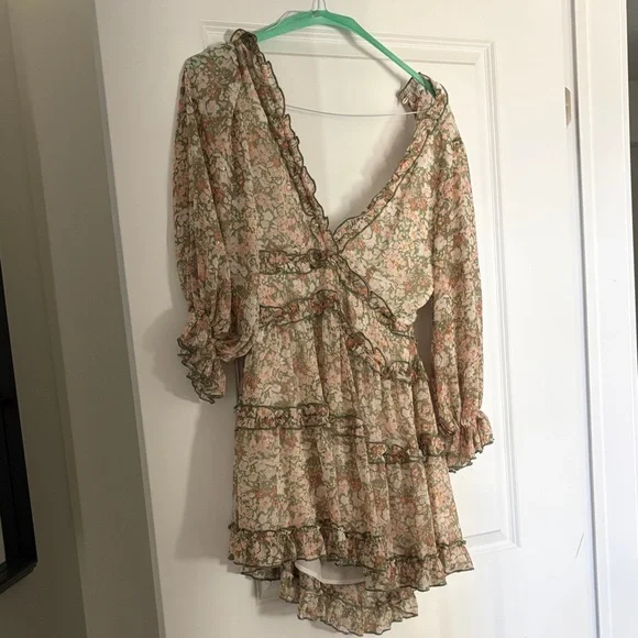 Floral Ruffle Wrap Dress - Picture 1 of 4